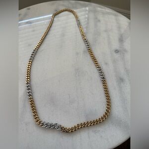 Two-Tone Gold & Silver Curb Chain Necklace